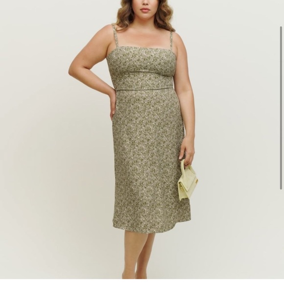 Reformation Afternoon Midi Dress in Juniper Green Floral 12 NWT - Picture 3 of 9